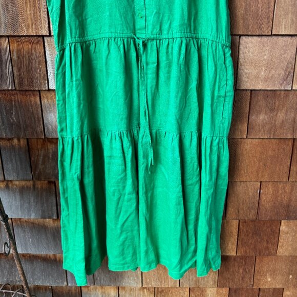 EUC GORMAN Australia Kelly Green Linen Sleeveless Tiered Dress in Women's 2X - Picture 9 of 11